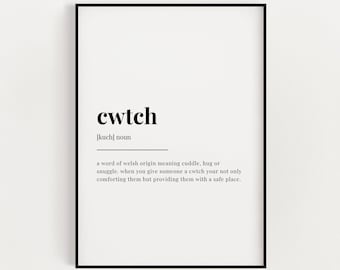Cwtch Definition Meaning | Printable Wall Art | Wall Decor | Instant Download | Digital Download Print