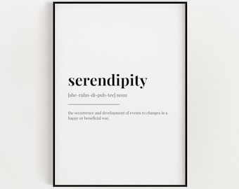 SERENDIPIDAD SIGNIFICADO IMPRESIÓN / Arte de pared imprimible / Impresión de definición / Impresión de cotización / Impresión de descarga digital / Descarga instantánea