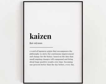 KAIZEN DEFINITION PRINT | Wall Art Print | Kaizen Print | Definition Print | Quote Print