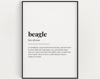 BEAGLE DEFINITION PRINT | Wall Art Print | Beagle Print | Definition Print | Quote Print