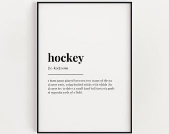 HOCKEY DEFINITION MEANING | Digital Download | Hockey Printable Wall Art | Hockey Print | Digital Download Print | Quote Print