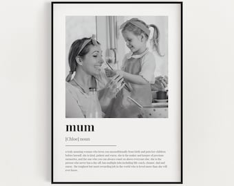 GEPERSONALISEERDE MUM DEFINITIE Print | Muurkunstafdruk | Cadeau moeder | Moederprint | Definitieafdruk | Citaatafdruk | Aangepast cadeau met foto