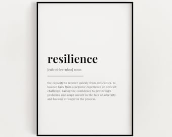 STAMPA DEFINIZIONE RESILIENZA / Stampa artistica da parete / Stampa Resilienza / Stampa Definizione / Stampa Citazione