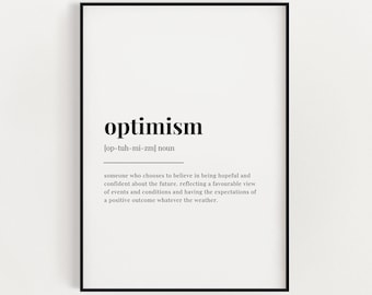 OPTIMISM DEFINITION PRINT, Wall Art Print, Quote Wall Art, Wall Decor, Office Wall Art, Motivational Wall Art, Inspirational Quote, Wall Art