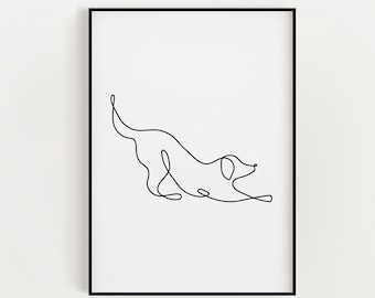Hund Kunstdrucke Wandkunst Hund Zeichnung Geschenk für Hundeliebhaber - Linie Zeichnung Hund Druck Digitale Wandkunst - Line Art Print für Haus Raum Dekor