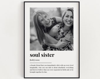 PERSONALISED SOUL SISTER Definition Print, Gift For Bestie, Soul Sister Print, Photo Definition Print, Birthday Gift, Christmas Gift