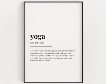 Yoga Definition Wall Art Print | Yoga Quotes Wall Art | Yoga Studio Decor Gift | Home Decor | Quote Print | Spiritual Print