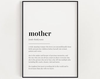 MOTHER Definition Wall Art Print | Mother Quote | Mothers Day Gift | Wall Decor | Gift For Mom | Home Decor