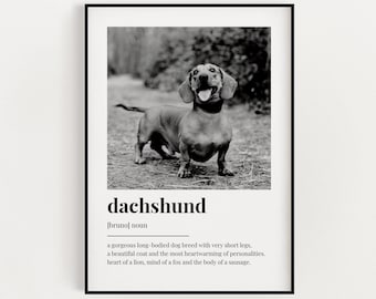 PERSONALISED DACHSHUND DEFINITION Print | Wall Art Print | Dachshund Gift | Dachshund Print | Definition Print | Custom Photo Print