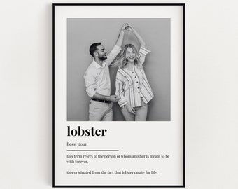 PERSONALISED LOBSTER DEFINITION Print, Wall Art Print, Couples Gift, Lobster Print, Definition Print, Gift For Partner, Custom Photo Gift