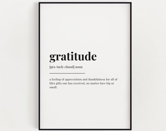 GRATITUDE DEFINITION PRINT | Wall Art Print | Gratitude Print | Definition Print | Quote Print