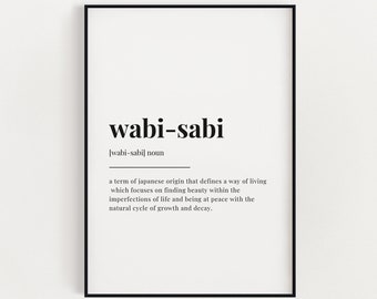 WABI SABI Definition Print, Wabi Sabi Wall Art, Definition Print, Quote Print, Japanese Wall Art, Typography Print, Dictionary Print