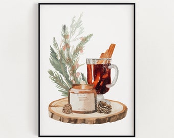 KERSTPRINT, kerstkunst aan de muur, feestelijke print, winterdecor, kerstdecor, kerstversiering