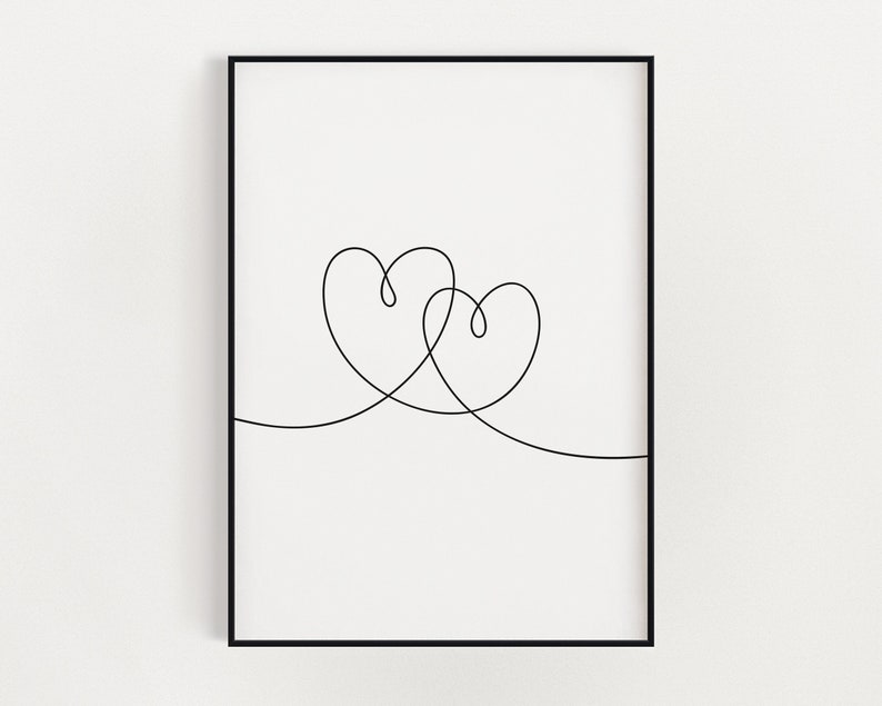 LINE DRAWING PRINT Heart Line Drawing Print Abstract Line Art Minimalistic Prints Heart Drawing Wall Art Home Décor image 1