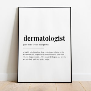 DERMATOLOGIST DEFINITION MEANING | Printable Wall Art | Dermatologist