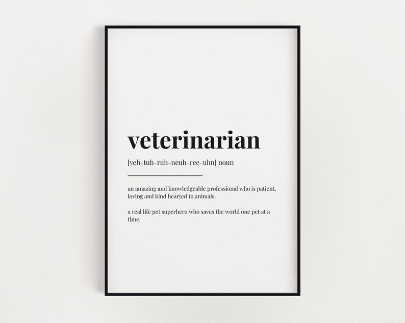VETERINARIAN DEFINITION PRINT Wall Art Print Veterinarian Etsy UK