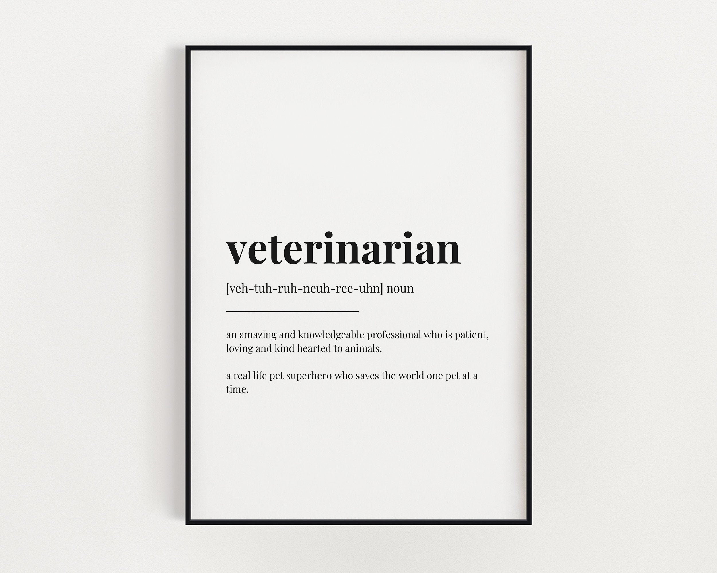 VETERINARIAN DEFINITION PRINT Wall Art Print Veterinarian Etsy UK