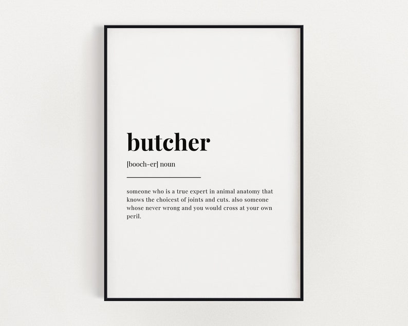 BUTCHER DEFINITION PRINT | Butcher Print | Gift for Butcher ...
