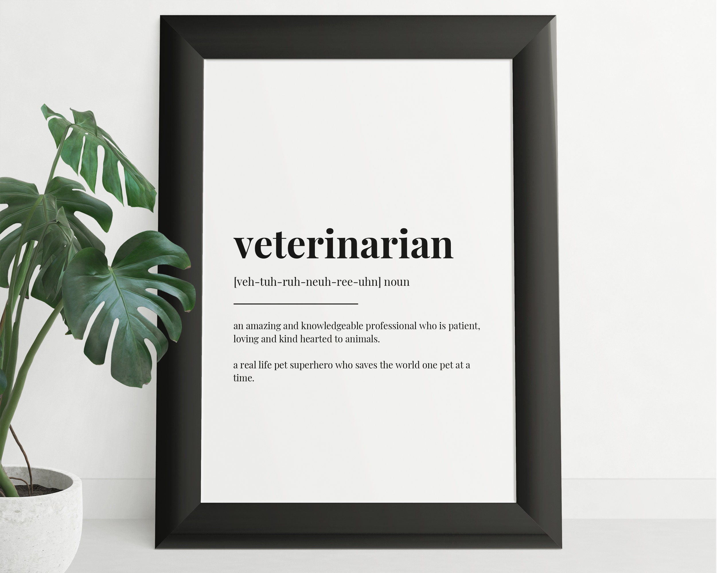 VETERINARIAN DEFINITION PRINT Wall Art Print Veterinarian Etsy UK