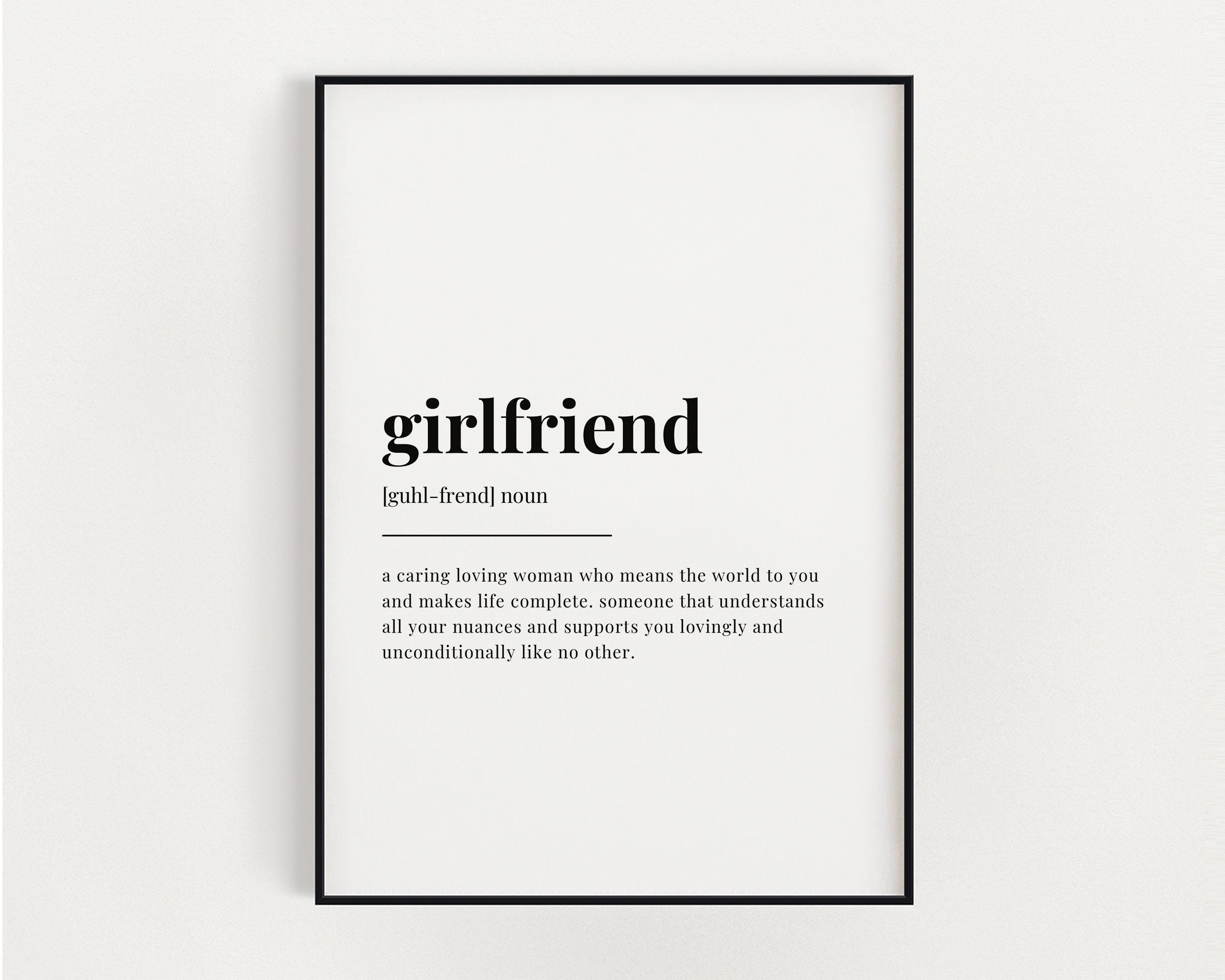 GIRLFRIEND DEFINITION PRINT | Wall Art Print | Gift for Girlfriend ...