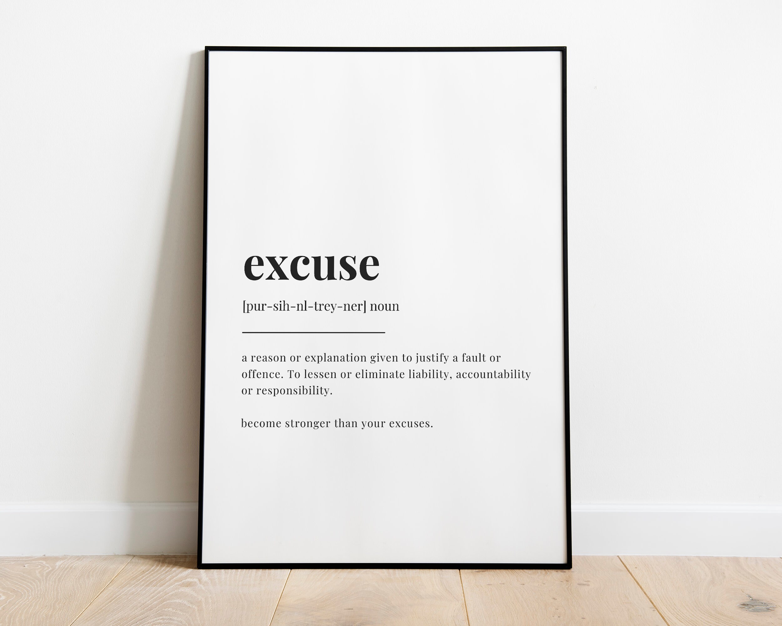 EXCUSE DEFINITION PRINT Digital Download Printable Wall Etsy