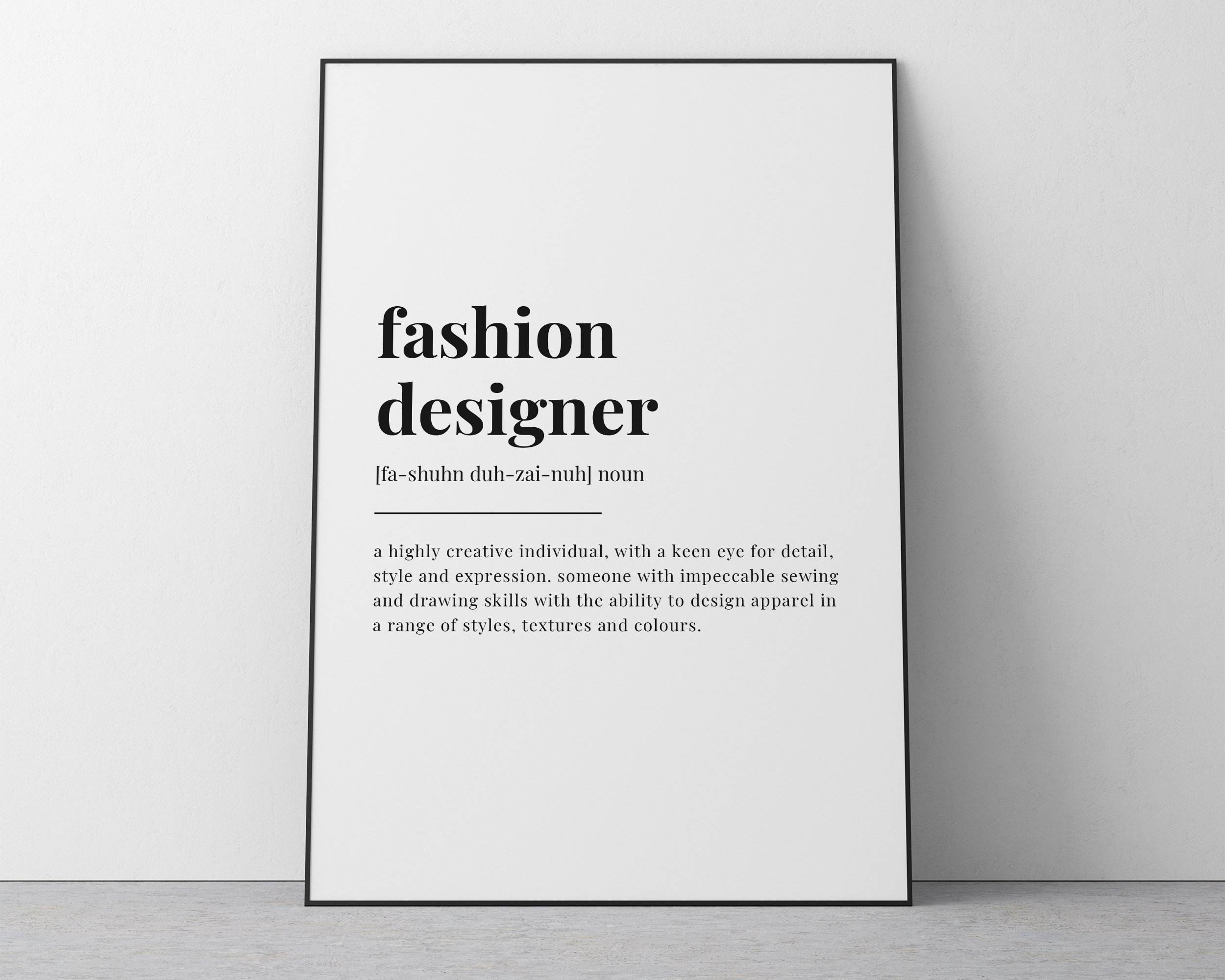 Fashion Designer Definition Print | Wall Art Print | Fashion Designer Print | Definition Print