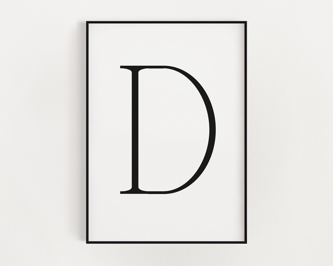Letter D Typography Wall Decor Letter D Wall Art Print Home Decor