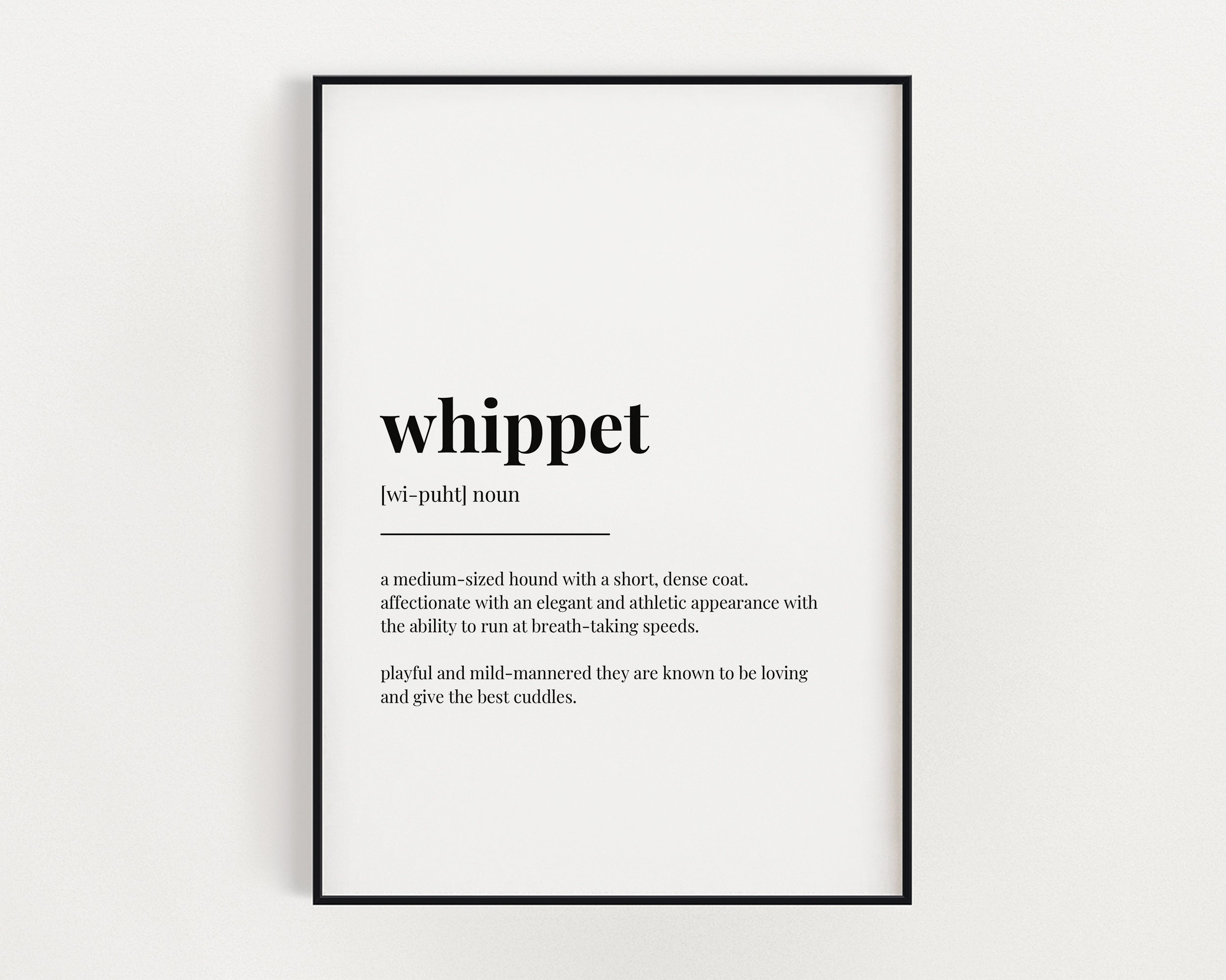 WHIPPET DEFINITION PRINT Wall Art Print Whippet Print Etsy