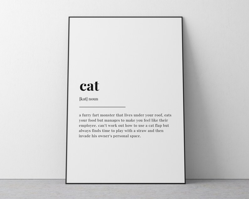 CAT DEFINITION PRINT, Wall Art Print, Quote Wall Art, Gift for Cat