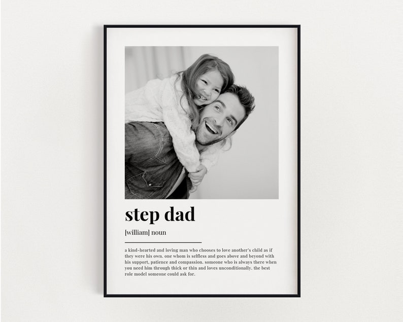 PERSONALISED STEP DAD Definition Print, Wall Art Print, Step Dad Gift, Step Dad Print, Photo Definition Print, Custom Gift With Photo image 1