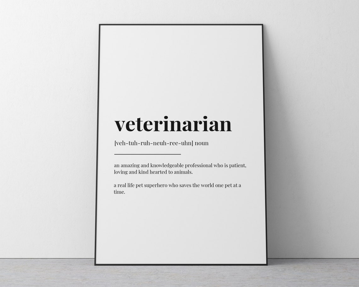 VETERINARIAN DEFINITION PRINT Wall Art Print Veterinarian Etsy