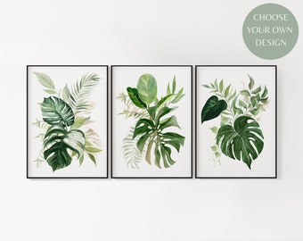 SET OF 3 WALL Art, Botanical Print, Watercolour Plants, Tropical Wall Art, Botanical Wall Art, Nature Wall Art, Plant Lover Gift, Home Decor