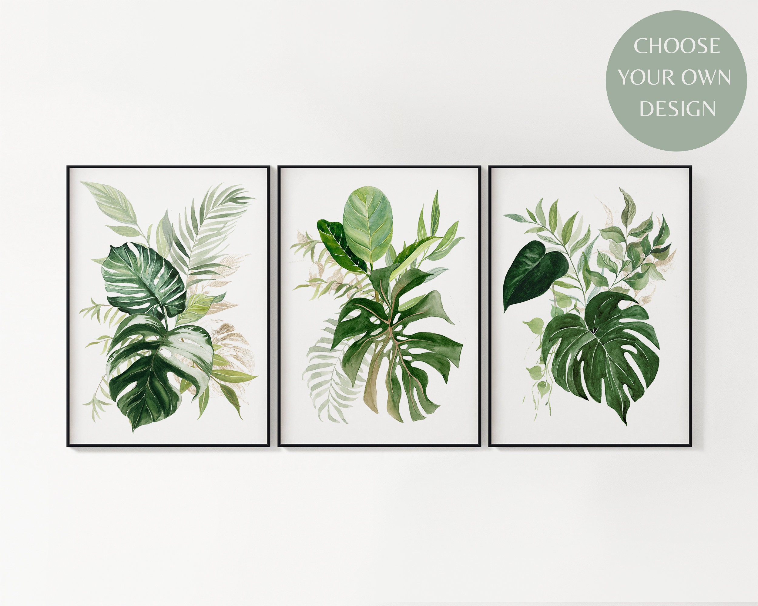 SET OF 3 Botanical Prints Wall Art Tropical Plant Prints - Etsy