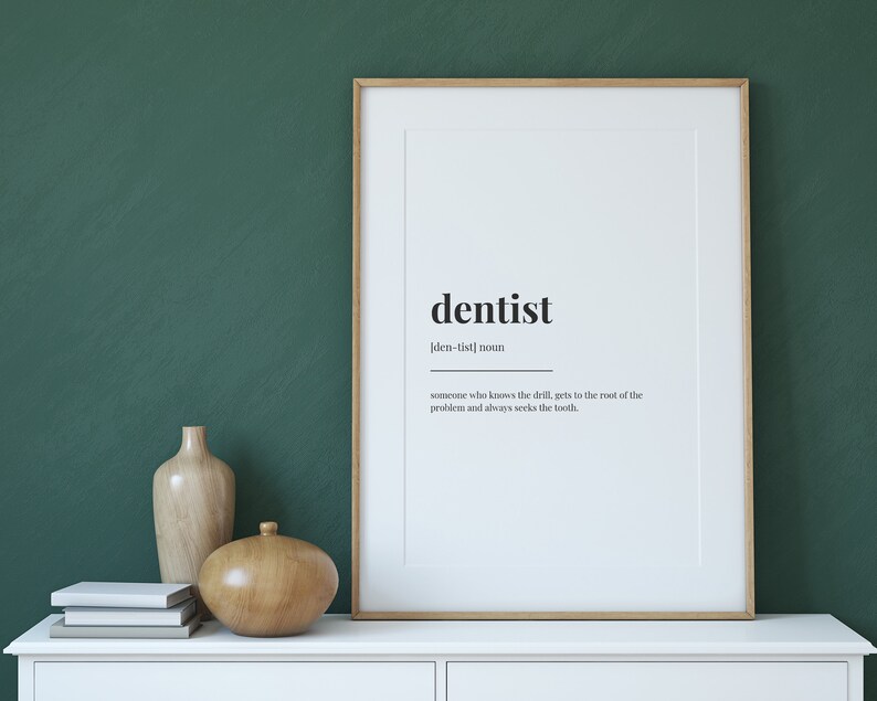 DENTIST DEFINITION MEANING Printable Wall Art Dentist Gift Etsy
