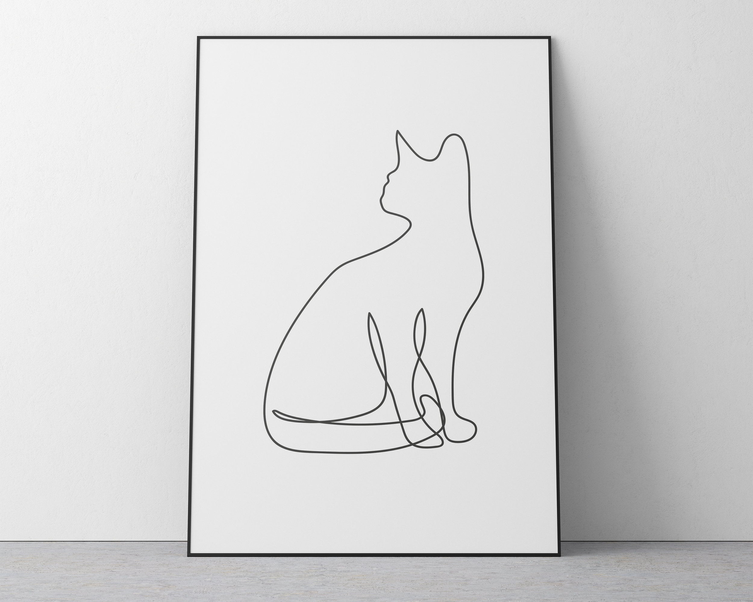 CAT LINE DRAWING Printable Wall Art Instant Download | Etsy