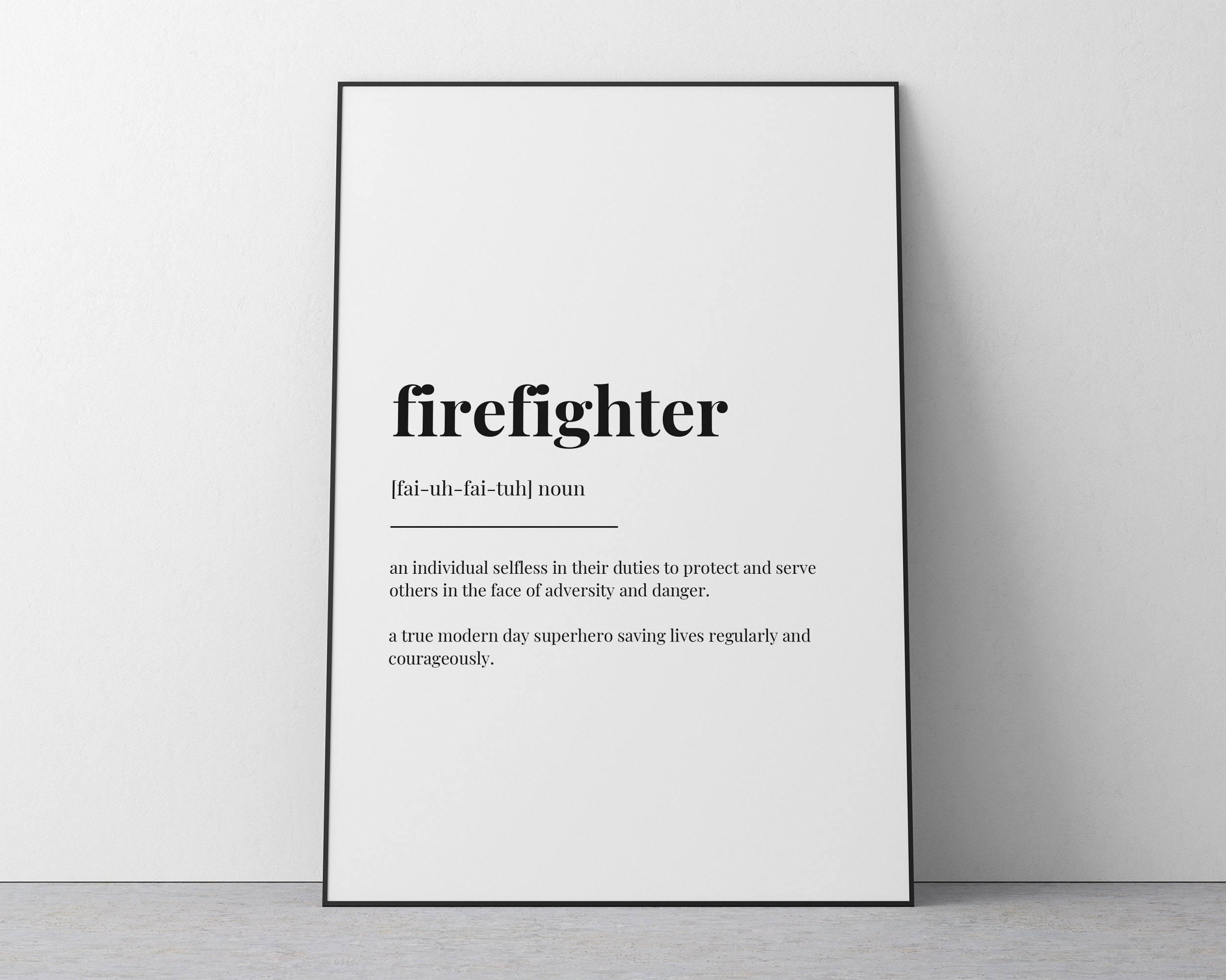 Discover FIREFIGHTER DEFINITION PRINT | Wall Art Print | Firefighter Print | Definition Print | Quote Print | Gift for Firefighter | Home Decor