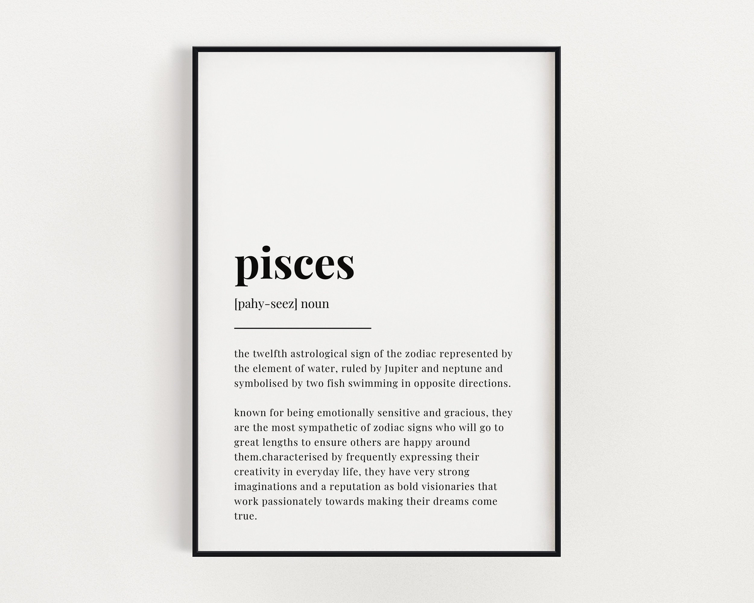 PISCES DEFINITION PRINT Wall Art Print Pisces Print Gift Etsy