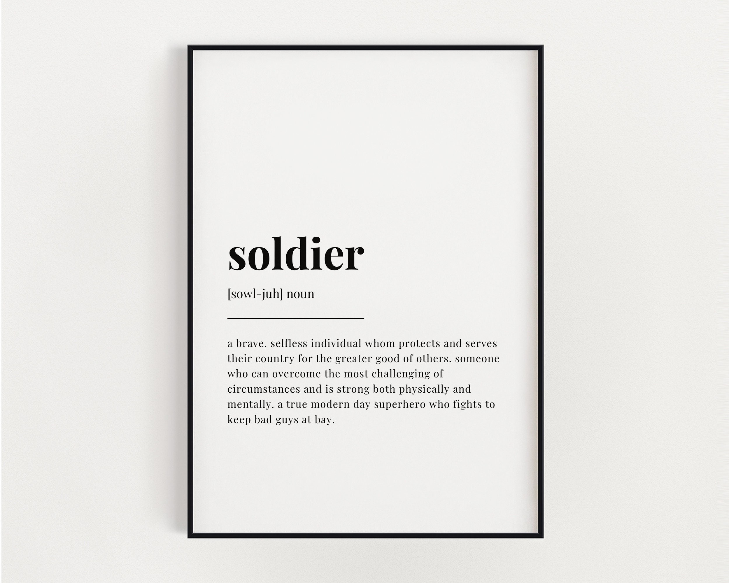 SOLDIER DEFINITION PRINT Wall Art Print Gift for Soldier Etsy