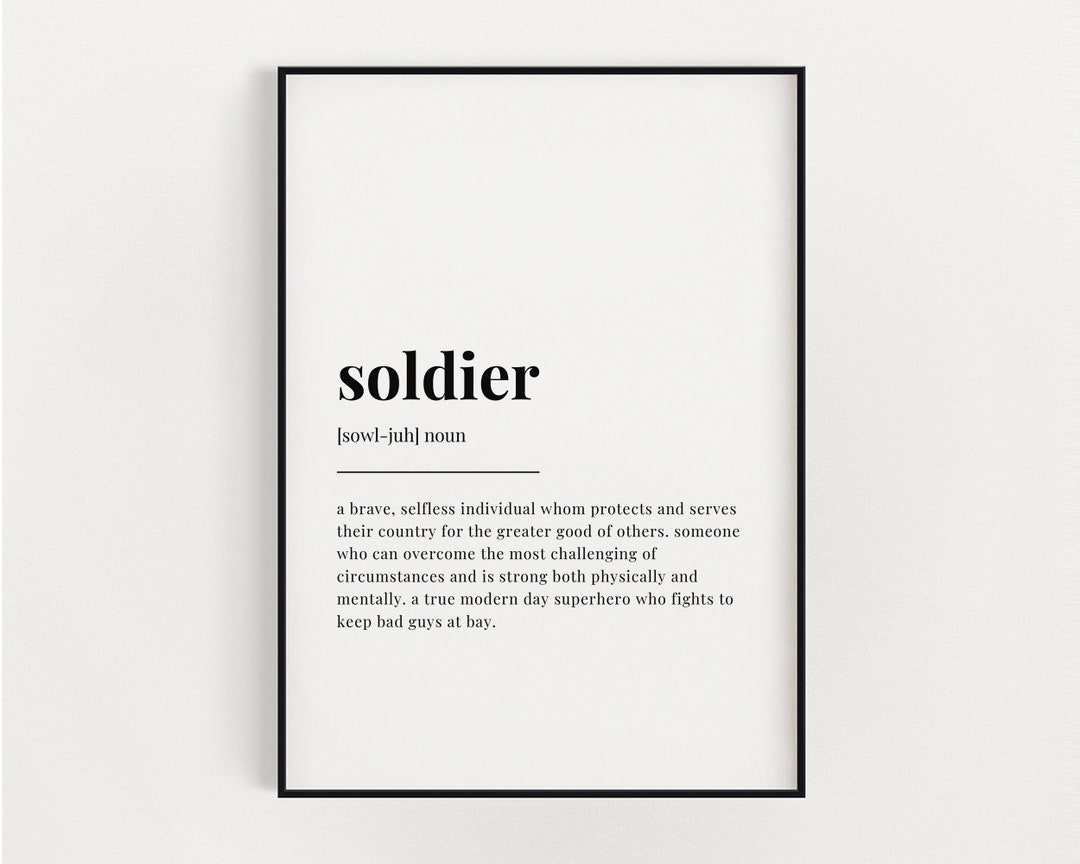 SOLDIER DEFINITION MEANING Printable Wall Art Instant Download