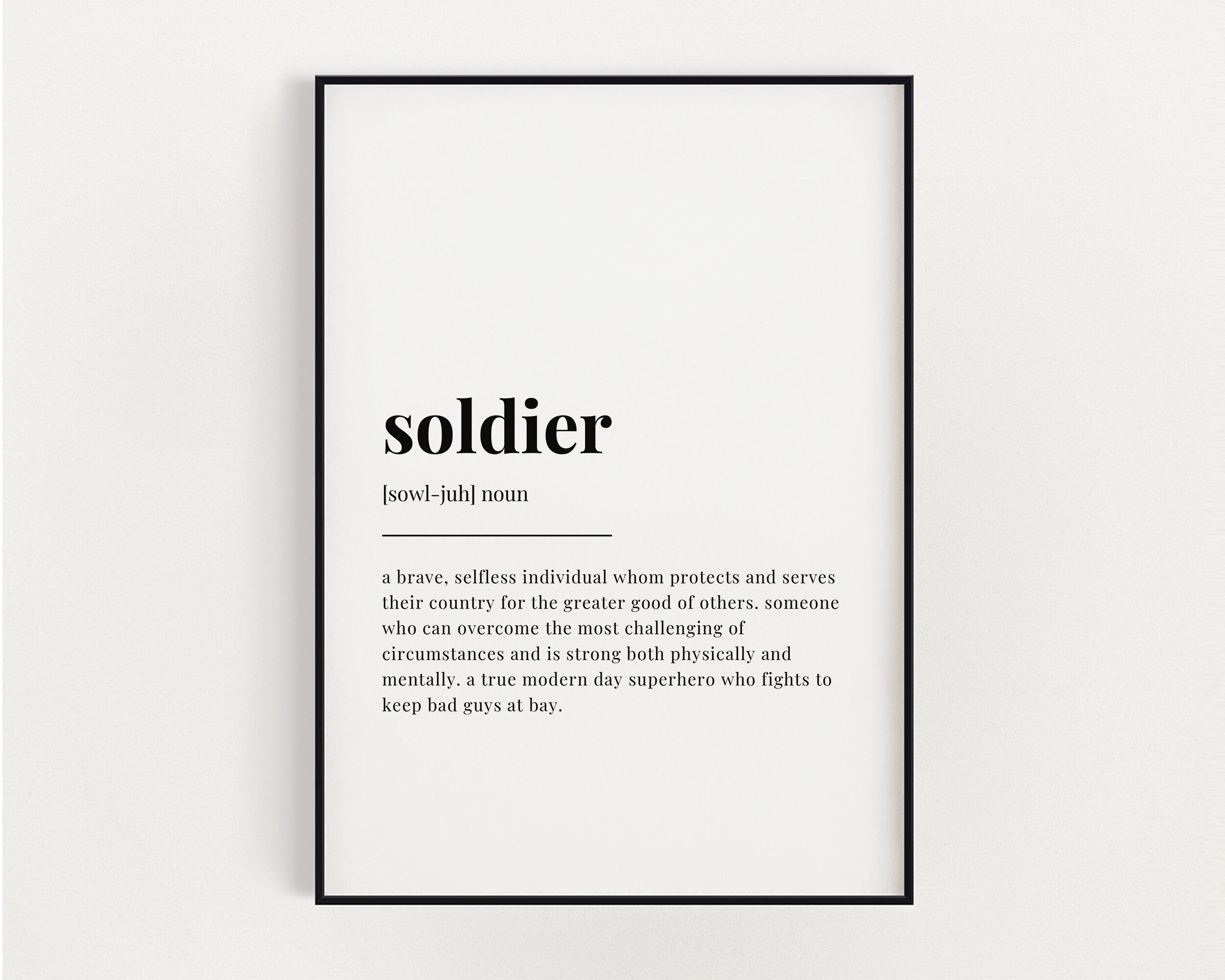 SOLDIER DEFINITION MEANING Printable Wall Art Instant Etsy