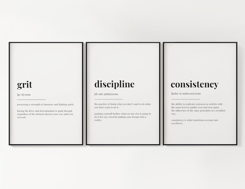 Set of 3 Wall Art Definition Print Motivational Prints Etsy