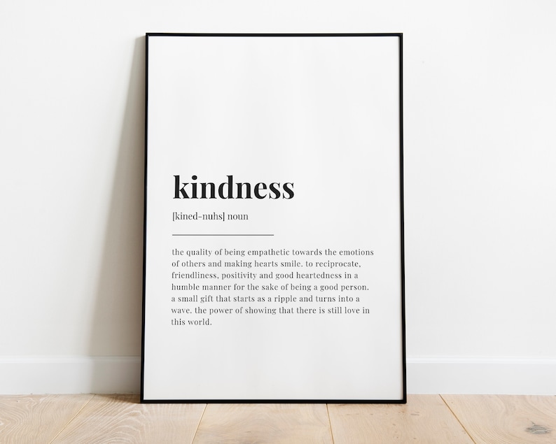 Define Friendliness KINDNESS DEFINITION PRINT | Wall Art Print | Kindness Print ...