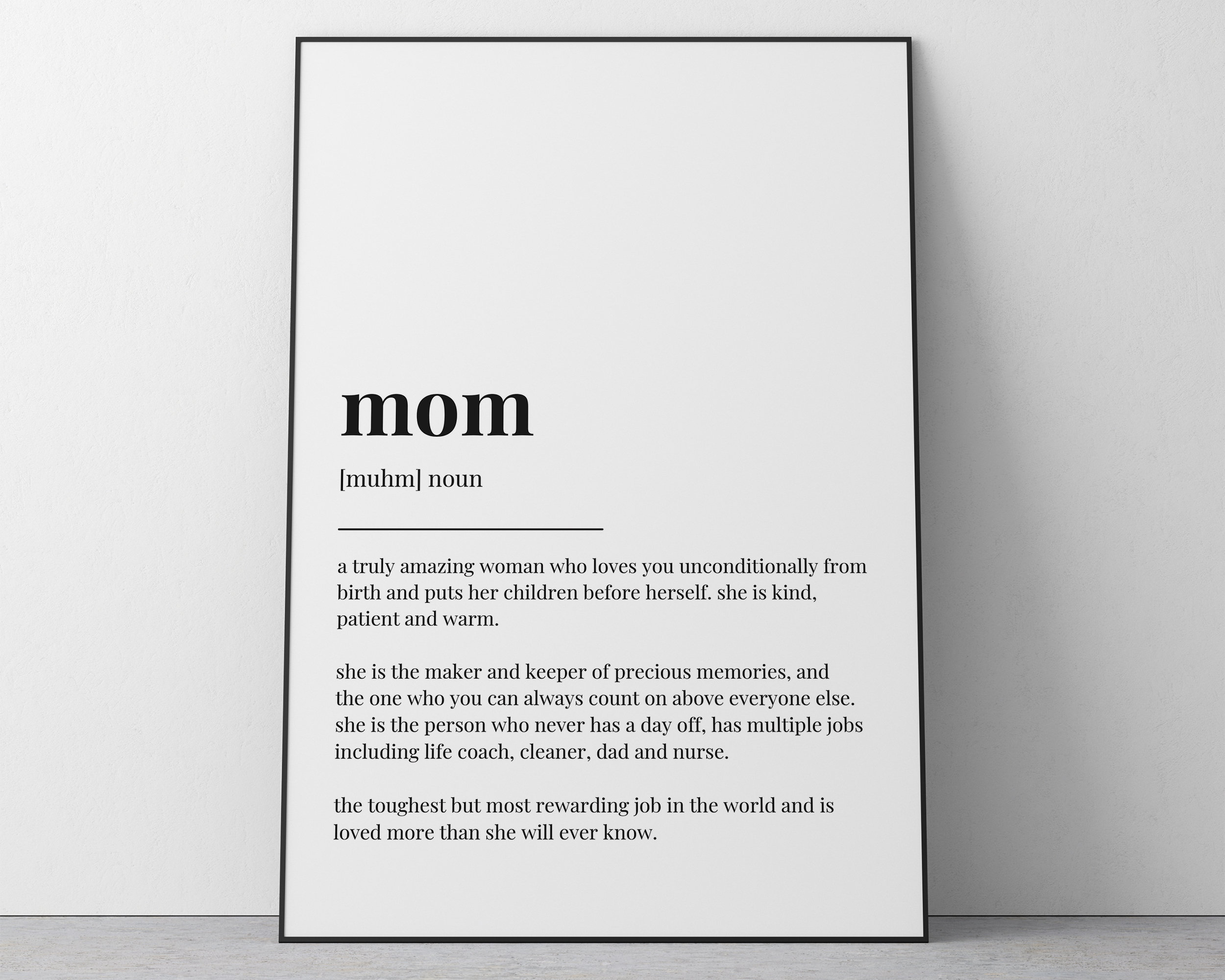 MOM DEFINITION PRINT Mom Quotes Motivational Framed Wall Etsy UK