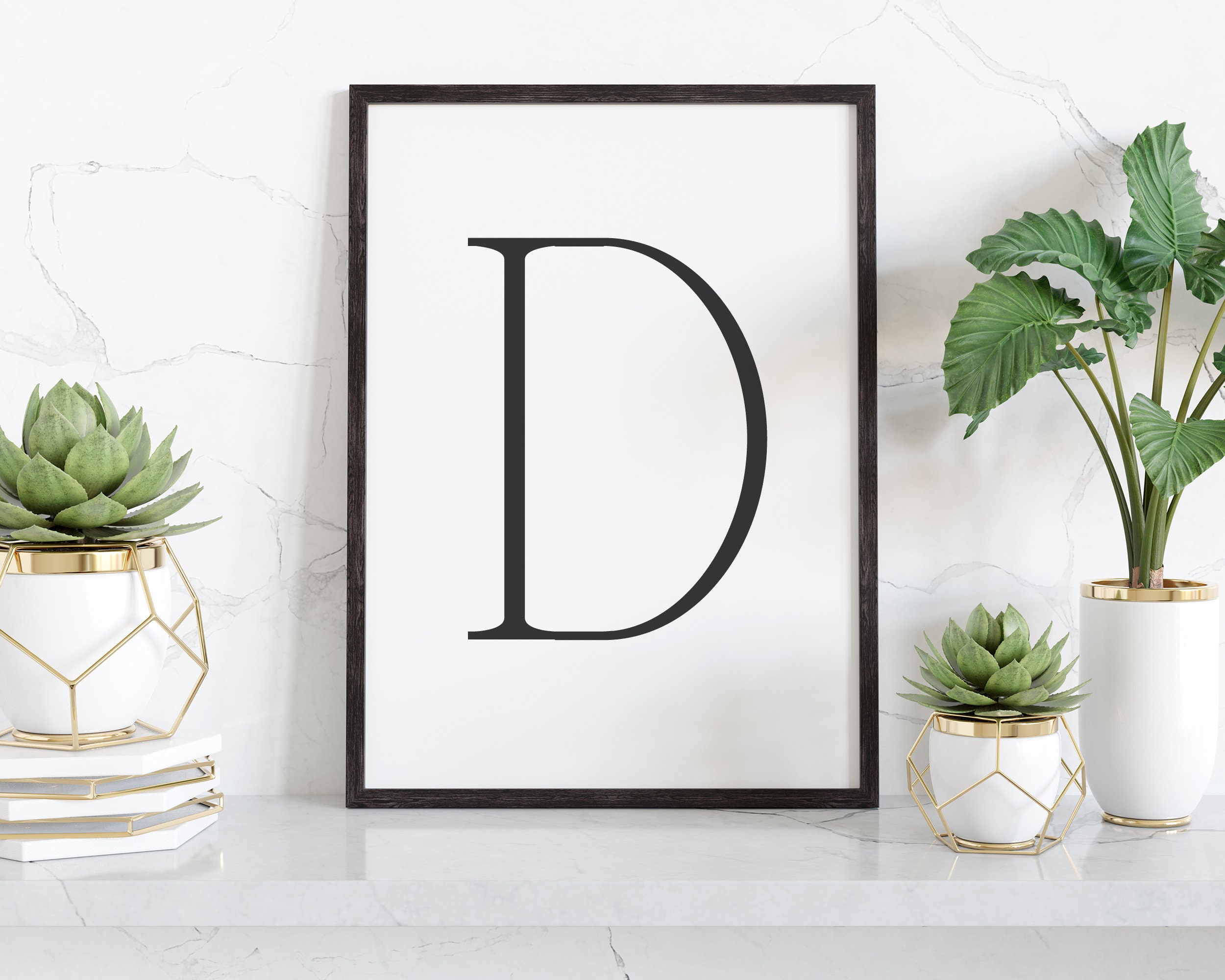 Letter D Typography Wall Decor Letter D Wall Art Print Etsy
