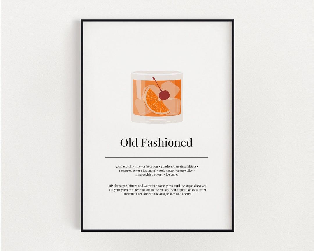 OLD FASHIONED COCKTAIL Printable Wall Art | Kitchen Wall Art | Cocktail ...