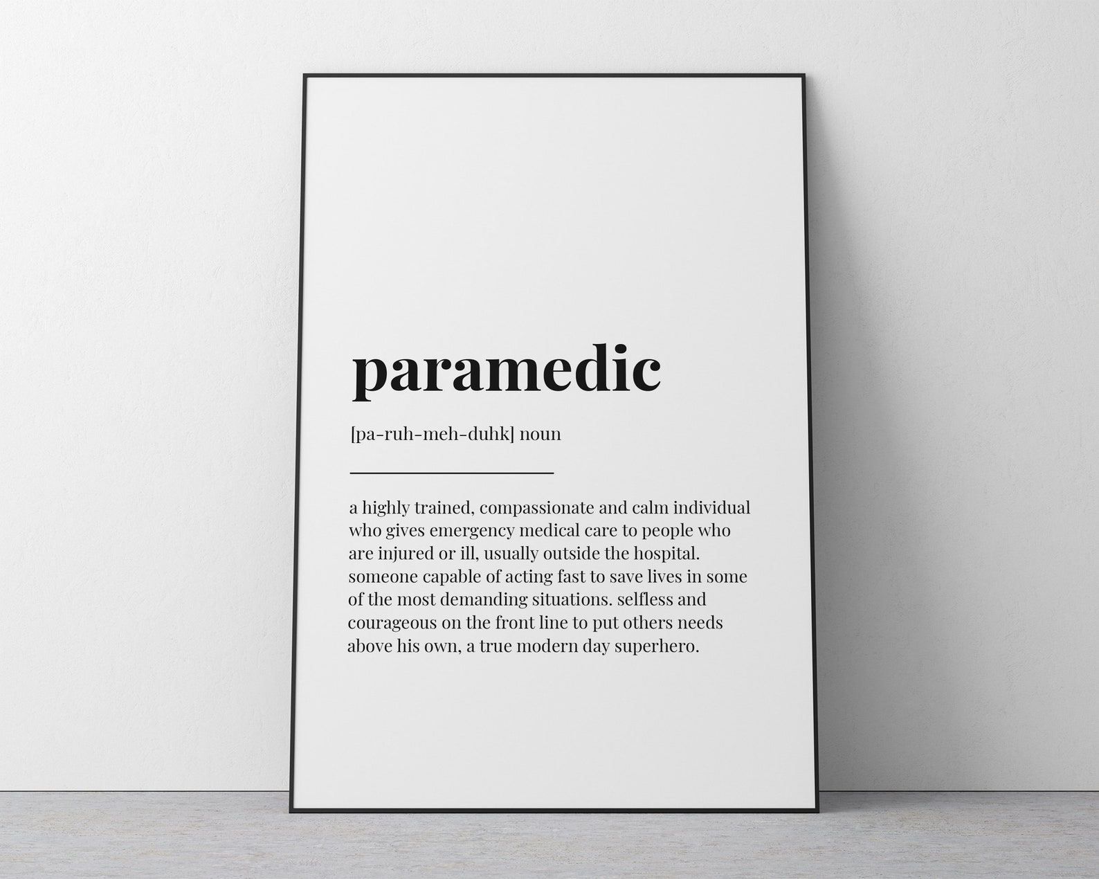 PARAMEDIC DEFINITION PRINT | Printable Wall Art | Definition Print ...
