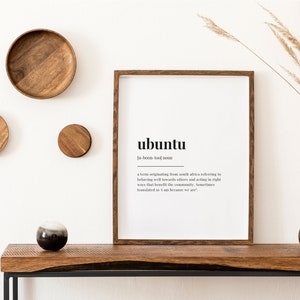 UBUNTU DEFINITION PRINT Wall Art Print Ubuntu Print Definition Print Quote Print image 5