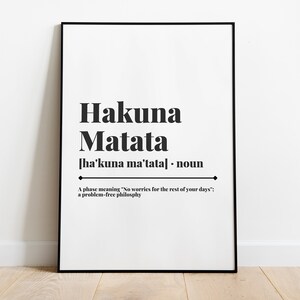 HAKUNA MATATA MEANING | Printable Art | Hakuna Matata Print | Instant
