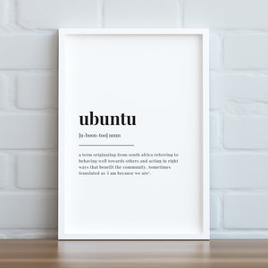 UBUNTU DEFINITION PRINT Wall Art Print Ubuntu Print Definition Print Quote Print image 3
