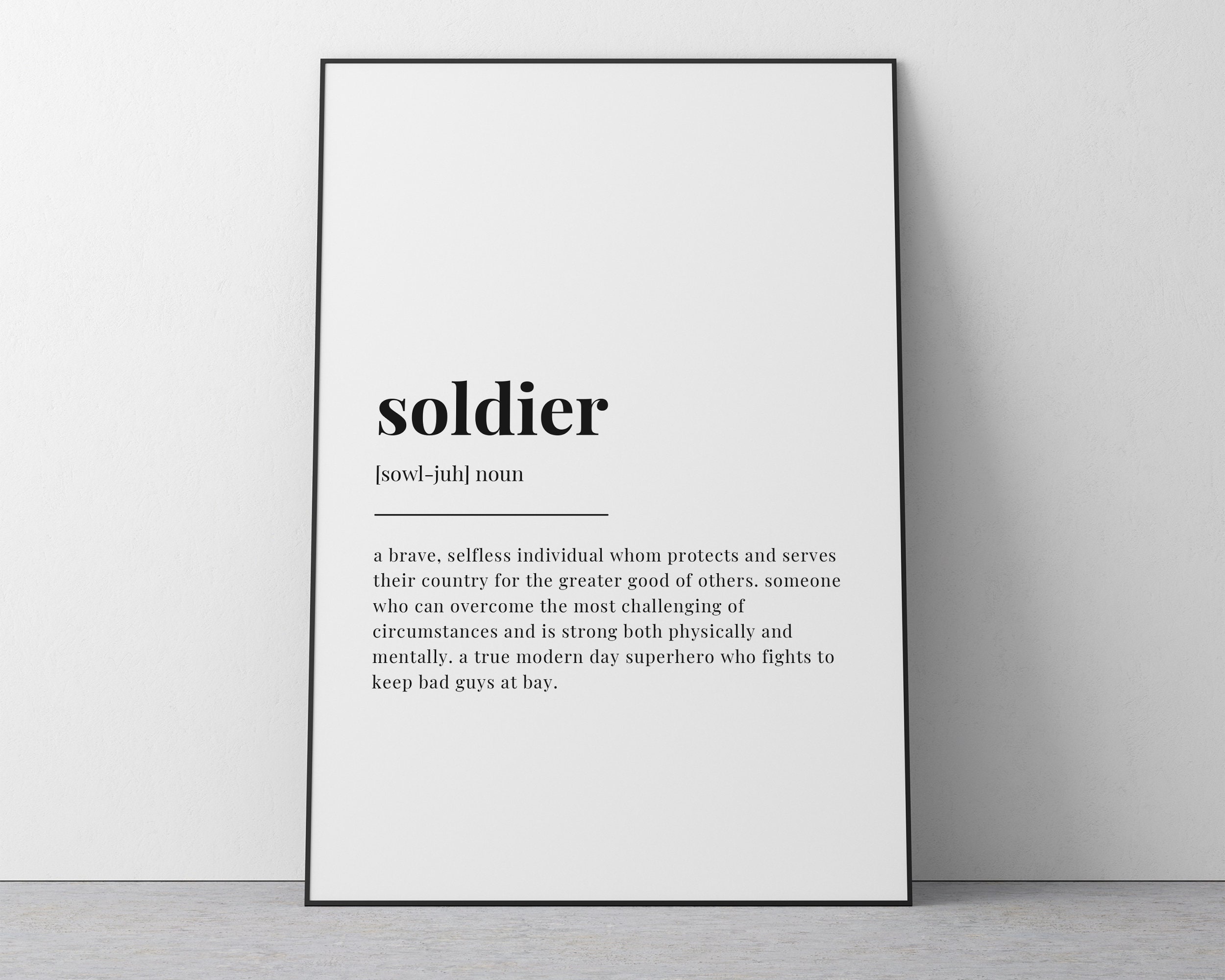 SOLDIER DEFINITION MEANING Printable Wall Art Instant Etsy